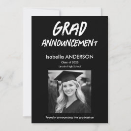 Anuncio de graduación en negro y blanco moderno