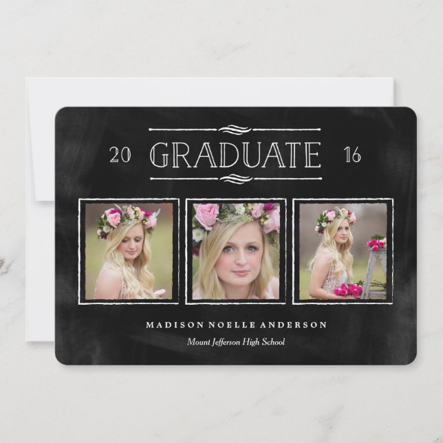 Anuncio de graduación en tiza con collage (Anverso)