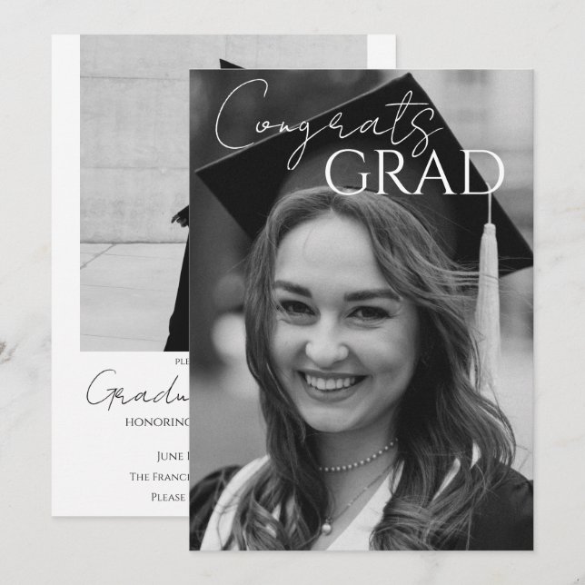Anuncio de graduación/fiesta con foto moderna (Anverso / Reverso)