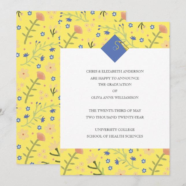 Anuncio de graduación floral (Anverso / Reverso)