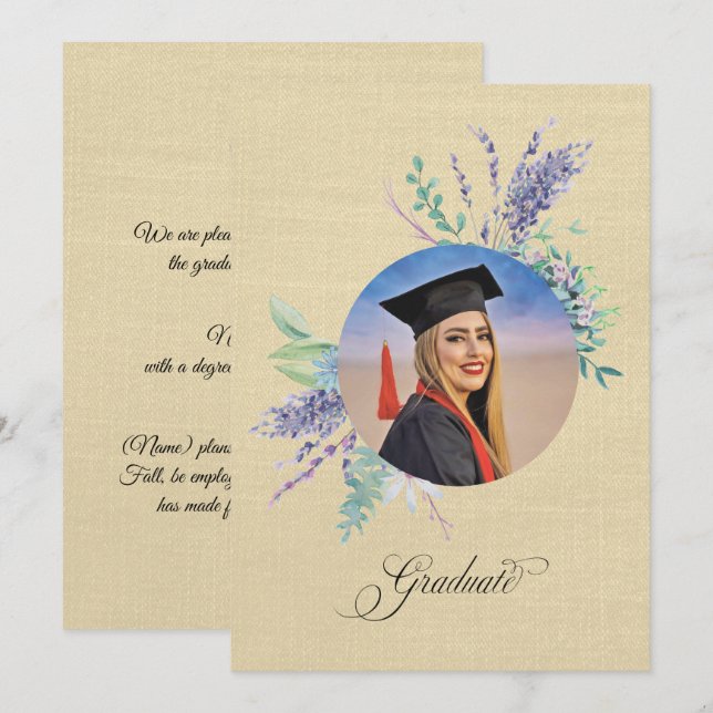 Anuncio de graduación floral boho (Anverso / Reverso)