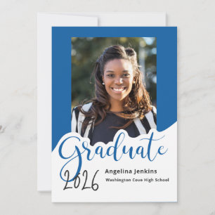 Anuncio de graduación foto azul real 2025