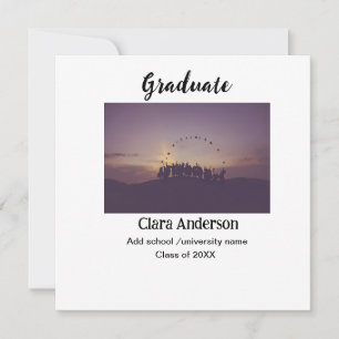 Anuncio de graduación fotoclásico blanco QR