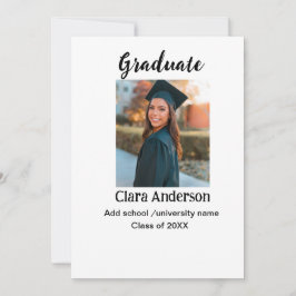 Anuncio de graduación fotoclásico blanco QR