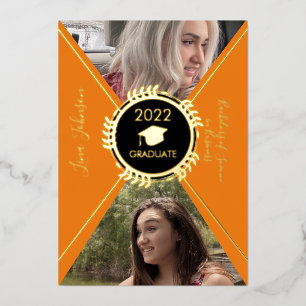 Anuncio de graduación geométrico de oro prensado
