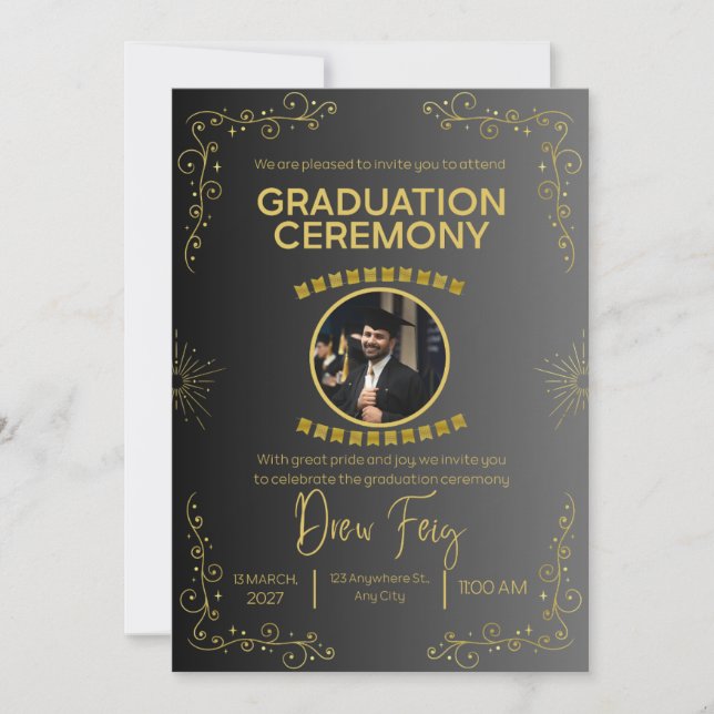 Anuncio de graduación invitación | Fiesta de gradu (Anverso)