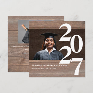 Anuncio de Graduación - Madera y Números Grandes
