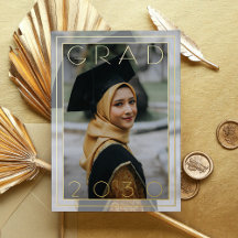 Anuncio de graduación minimalista chic con lámina