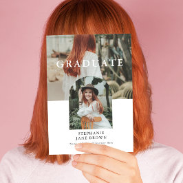 Anuncio de graduación minimalista con 2 fotos con 