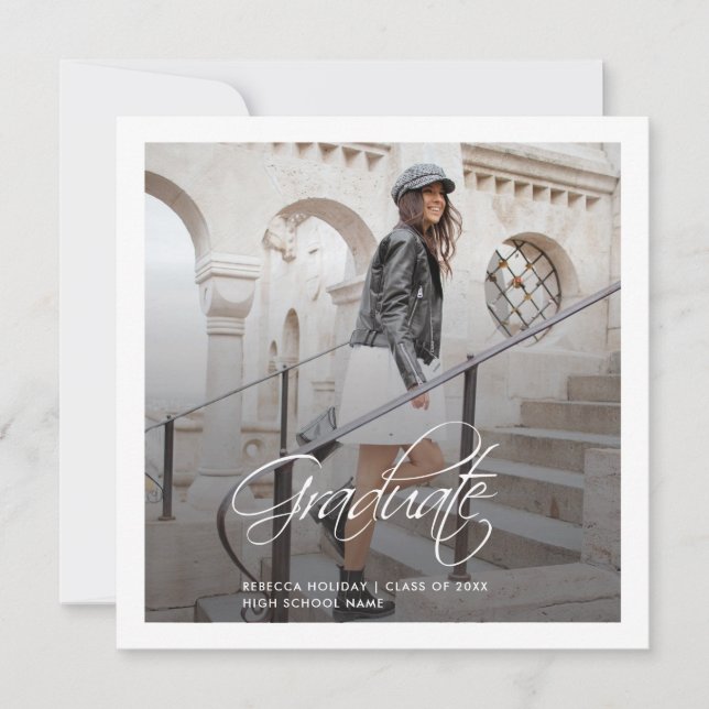 Anuncio de graduación moderno con foto 2025 (Anverso)