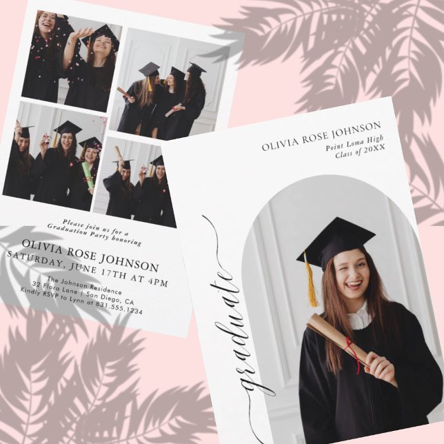 Anuncio de graduación moderno con toque rosado | A (Subido por el creador)