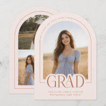 Anuncio de graduación moderno de 5 fotos en rosa r
