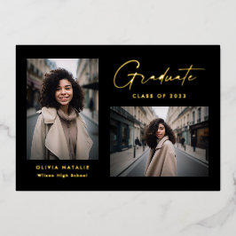 Anuncio de graduación moderno minimalista negro y 