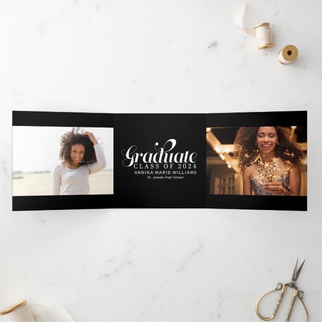 Anuncio de graduación multi foto triptico favorito (Interior)