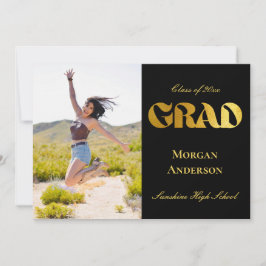 Anuncio de graduación negro y dorado