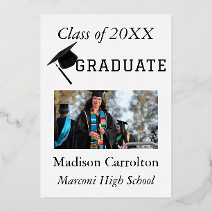 Anuncio de graduación personalizado con lámina met