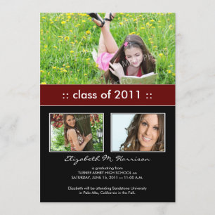 Anuncio de graduación personalizado trío de fotos