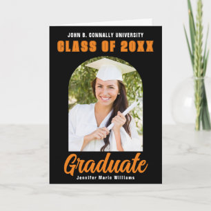 Anuncio de graduación plegado de foto de graduado 