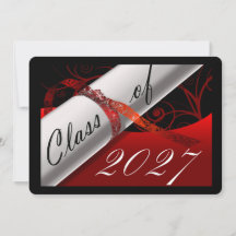 Anuncio de graduación rojo y negro