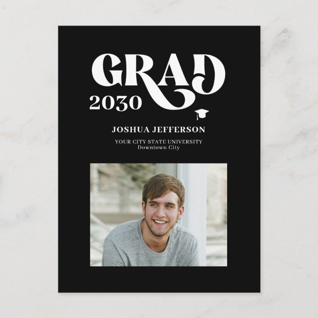 Anuncio de graduación simple con tipografía modern (Anverso)
