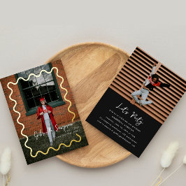 Anuncio de graduación simple de fotos en negro y o