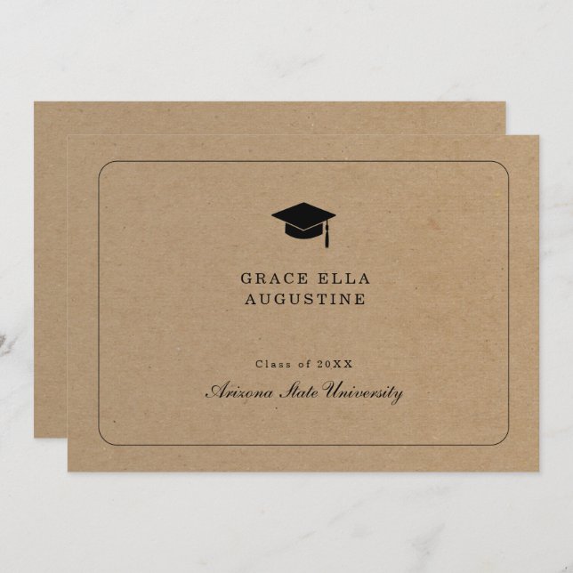 Anuncio de graduación simple - Fondo Kraft (Anverso / Reverso)