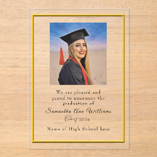 Anuncio de graduación Tarjeta acrílica de escuela