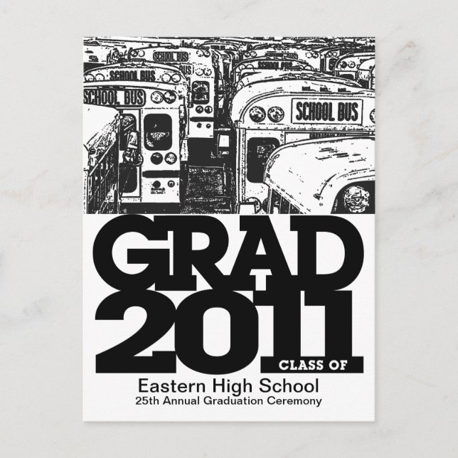 Anuncio de graduación Tarjeta postal Autobús escol (Anverso)