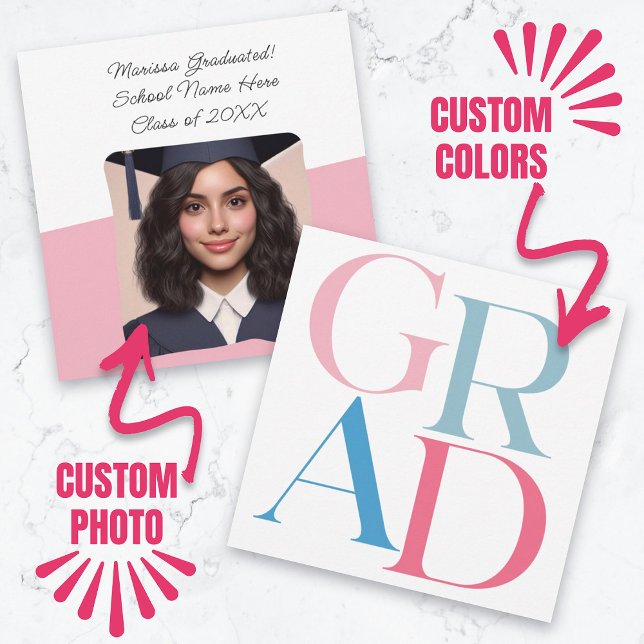 Anuncio de graduación tipografía de foto personali (Graduation Announcement Custom Photo Typography)
