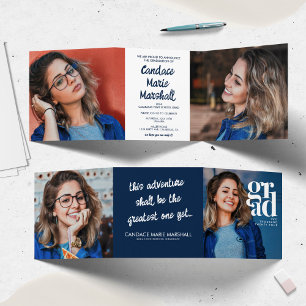 Anuncio de graduación trifoldio de foto trendy