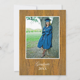 Anuncio de graduación universitaria en tabla rústi
