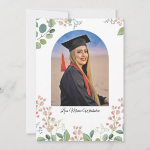 Anuncio de graduación universitaria floral boho