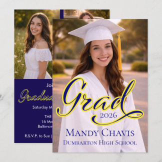 Anuncio de graduación y invitación a fiesta con fo