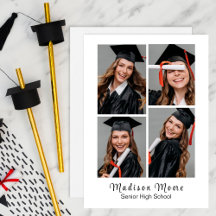 Anuncio de graduado FÁCIL IMPRESIÓN RÁPIDA 4 FOTOS