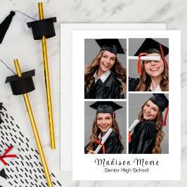 Anuncio de graduado FÁCIL IMPRESIÓN RÁPIDA 4 FOTOS