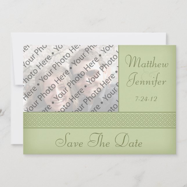 Anuncio de Green Celtic Photo Save the Date (Anverso)