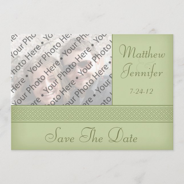 Anuncio de Green Celtic Photo Save the Date (Anverso)