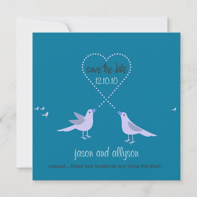 Anuncio de Guardar la Fecha con Lovebirds {Turques (Anverso)