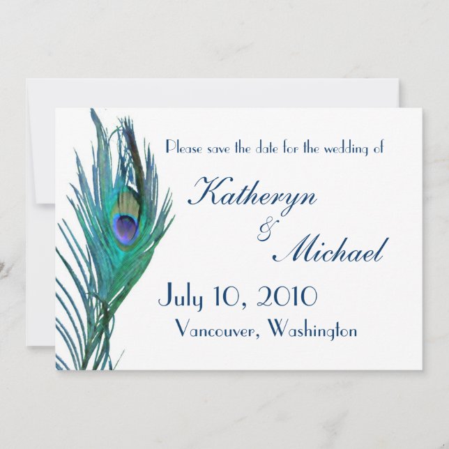 Anuncio de guardar la fecha del pavo real (Anverso)