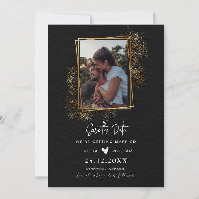 Anuncio de guardar la fecha minimalista, Boda mode (Anverso)