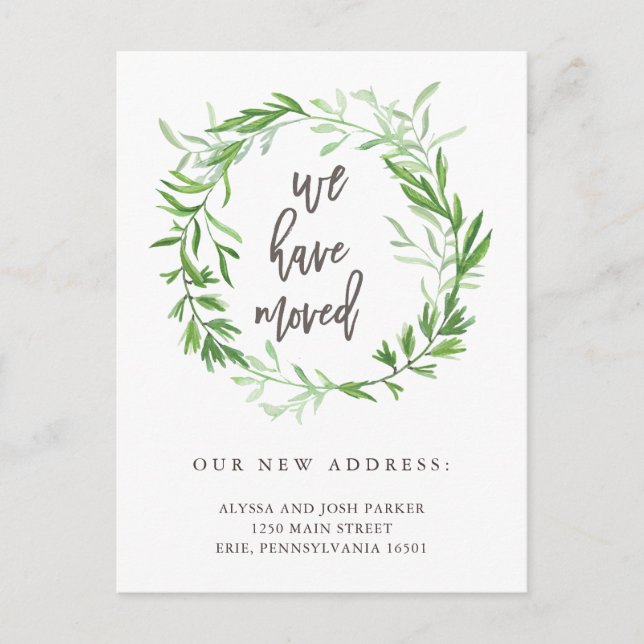 Anuncio de hojas botánicas verdes en movimiento (Anverso)