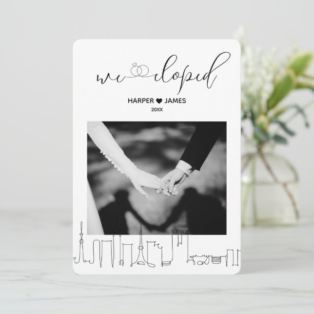 Anuncio de Huida para Boda Moderna | Tokio (Anverso de pie)