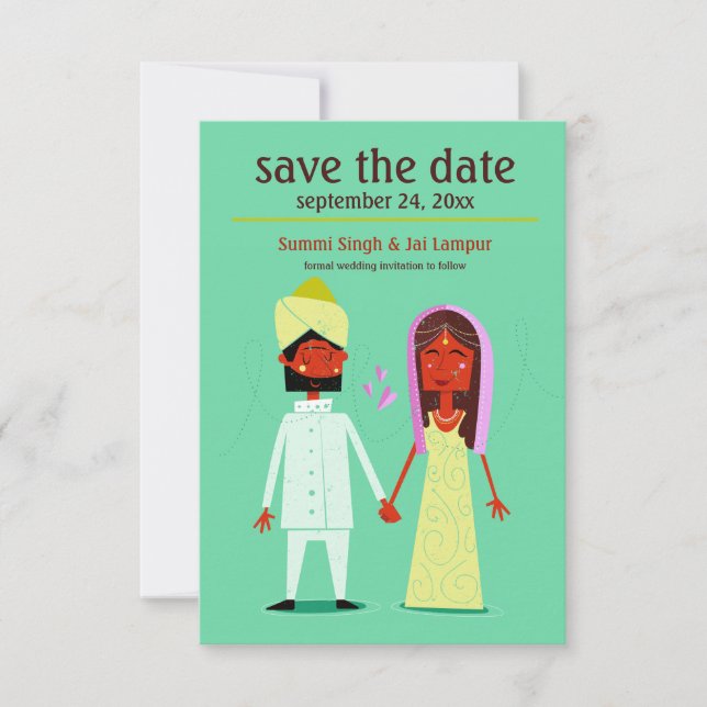 Anuncio de Indian Couple Save the Date (Anverso)