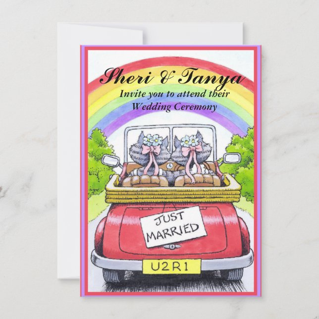 Anuncio de invitación a Boda gay lasbio (Anverso)