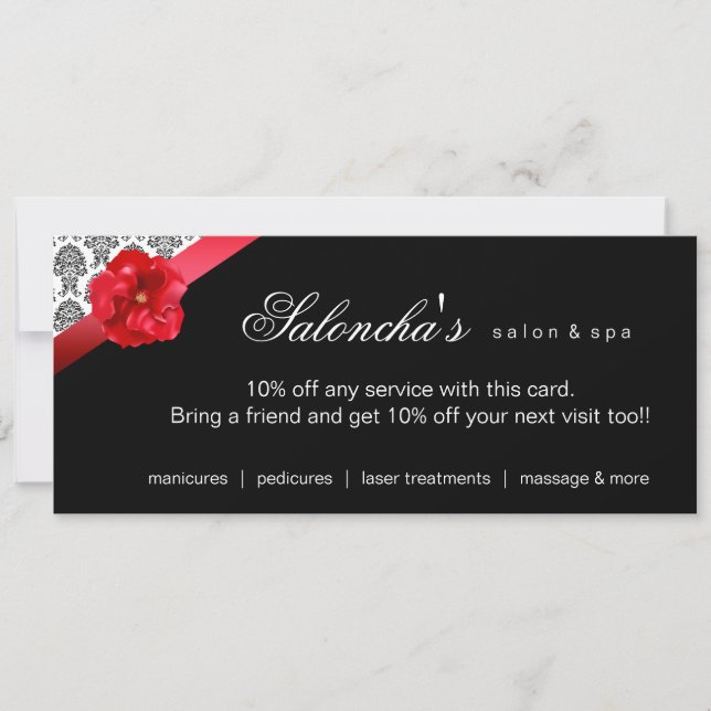 Anuncio de invitación a Damasco de flores rojas (Anverso)