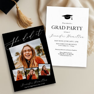 Anuncio de invitación a fiesta de graduación con f