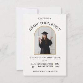 Anuncio de invitación a fiesta de graduación dorad