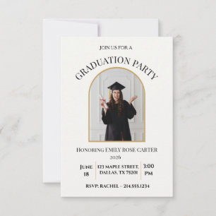 Anuncio de invitación a fiesta de graduación dorad