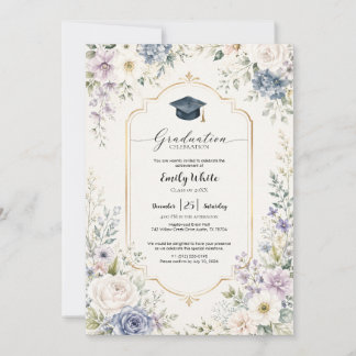 Anuncio de invitación a fiesta de graduación flora