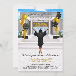 Anuncio de invitación a graduación afroamericana